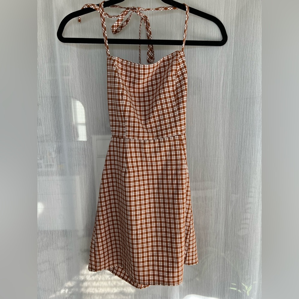 Pacsun Lottie Moss Brown Gingham Mini Dress
